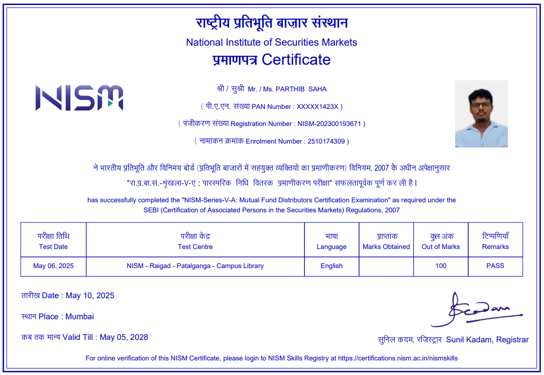 NISM-Series-V-A_ Mutual Fund Distributors Certification Examination Certificate